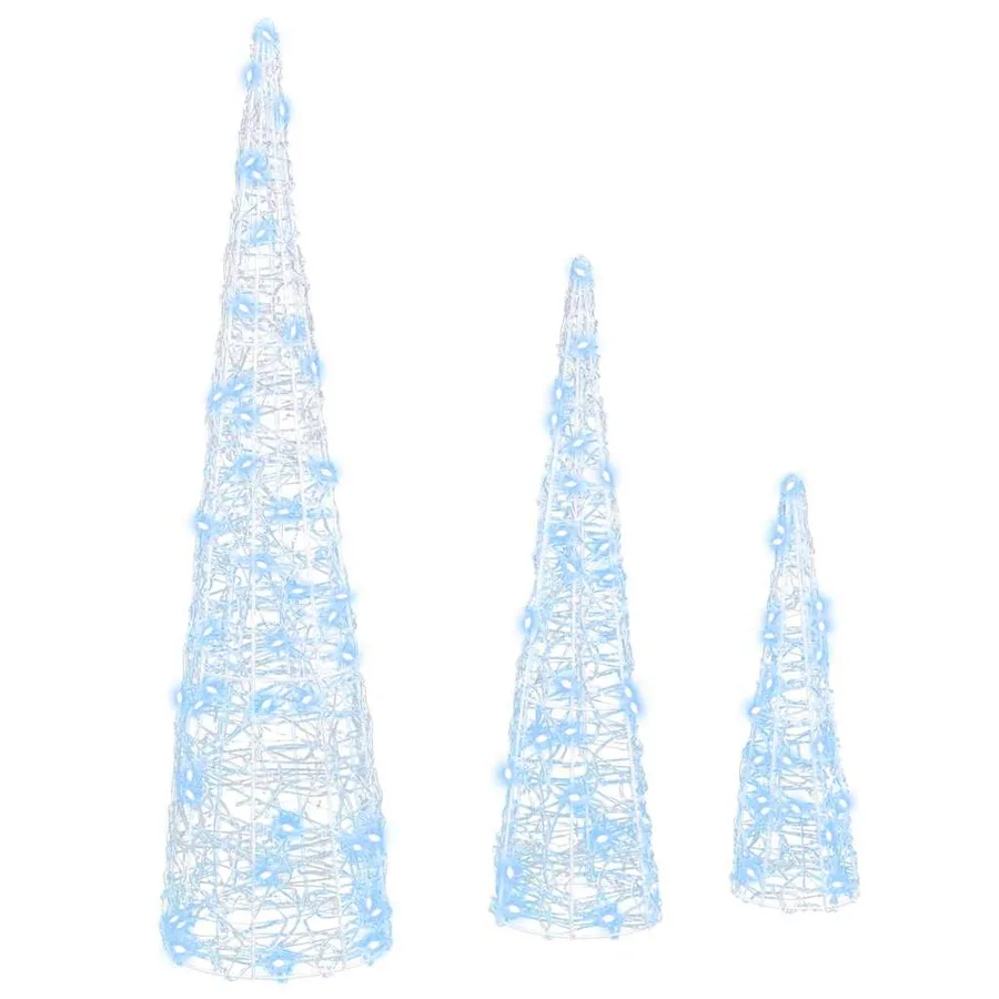 Sapin de Noël 3 pcs Blanc froid 20 x 20 x 80 cm Acrylique - 2