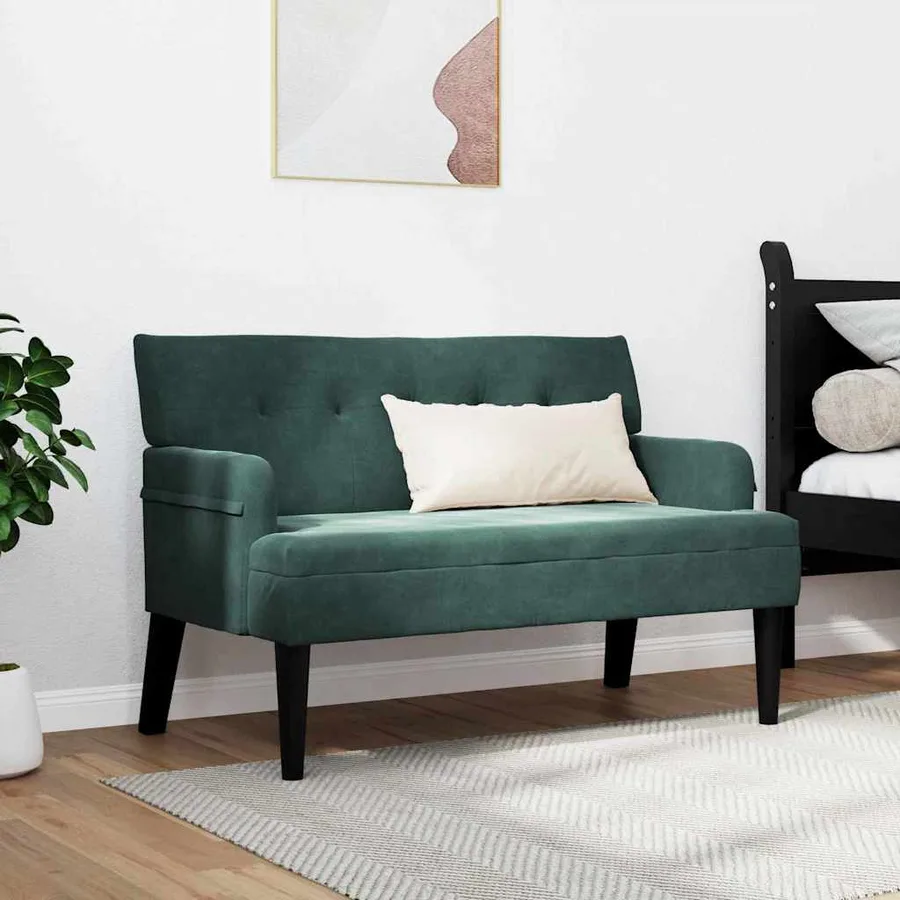 Banc Chesterfield Vert foncé 112 x 65,5 x 75 cm Velours - 3