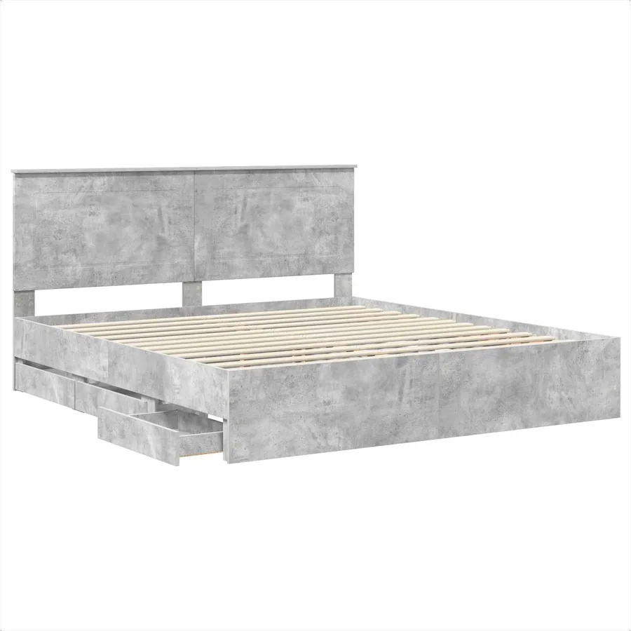 Cadre de lit Gris béton 180 x 200 cm Bois Ingénierie - 5