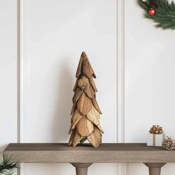 Sapin de Noël avec support Marron 51 cm Bois de teck solide