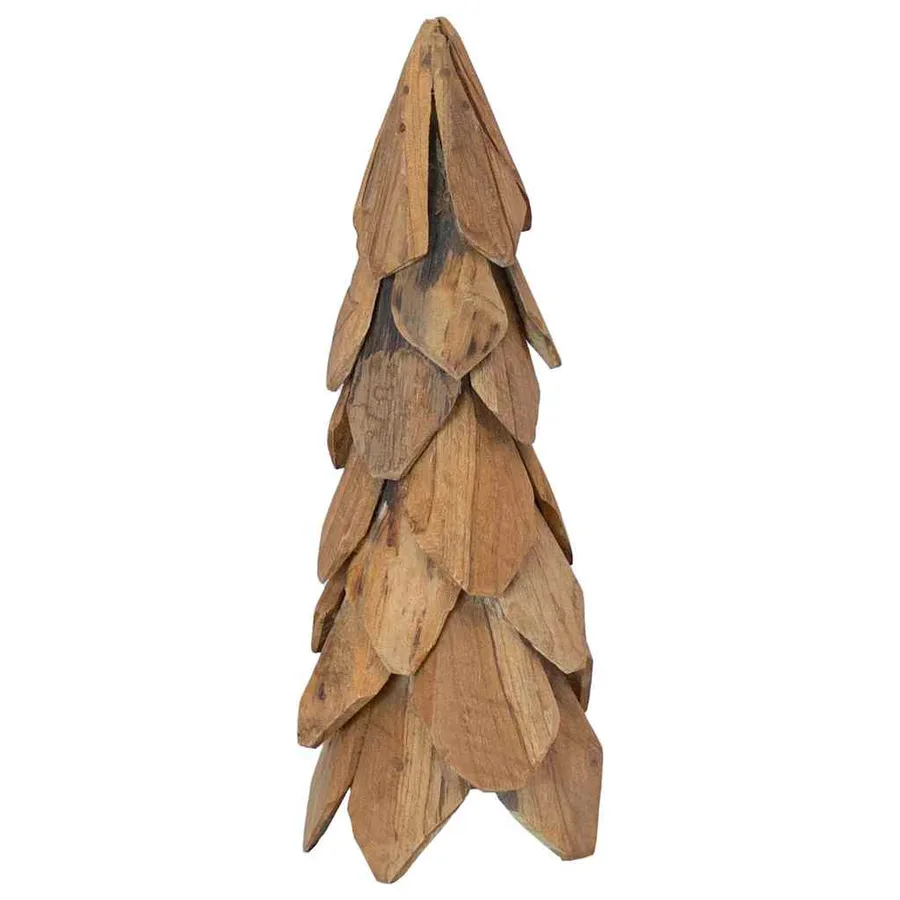 Sapin de Noël avec support Marron 51 cm Bois de teck solide - 4
