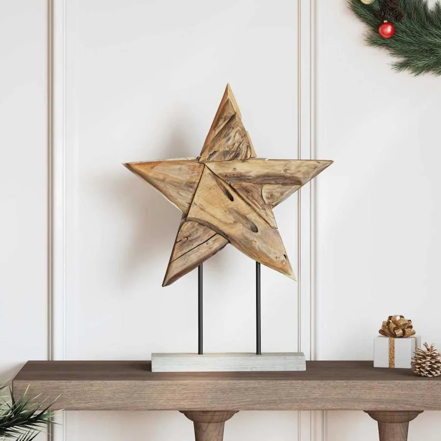 Étoile de Noël Marron 43,5 x 13,5 x 59 cm Bois de teck massif