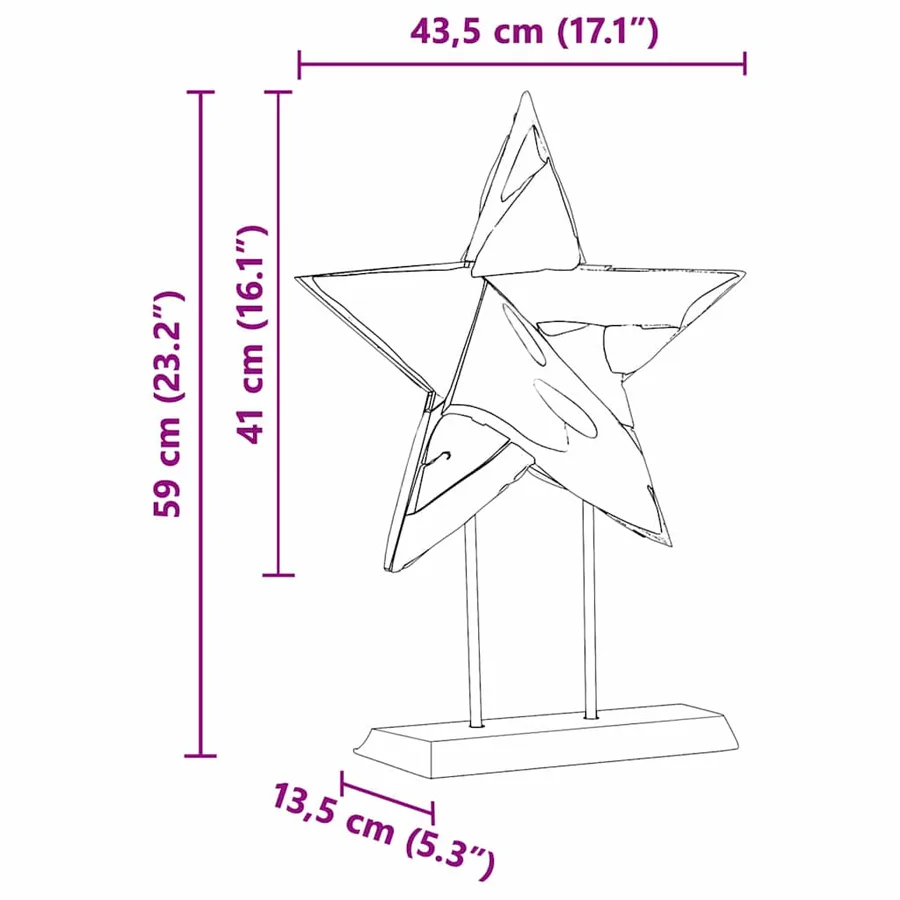 Étoile de Noël Marron 43,5 x 13,5 x 59 cm Bois de teck massif - 11