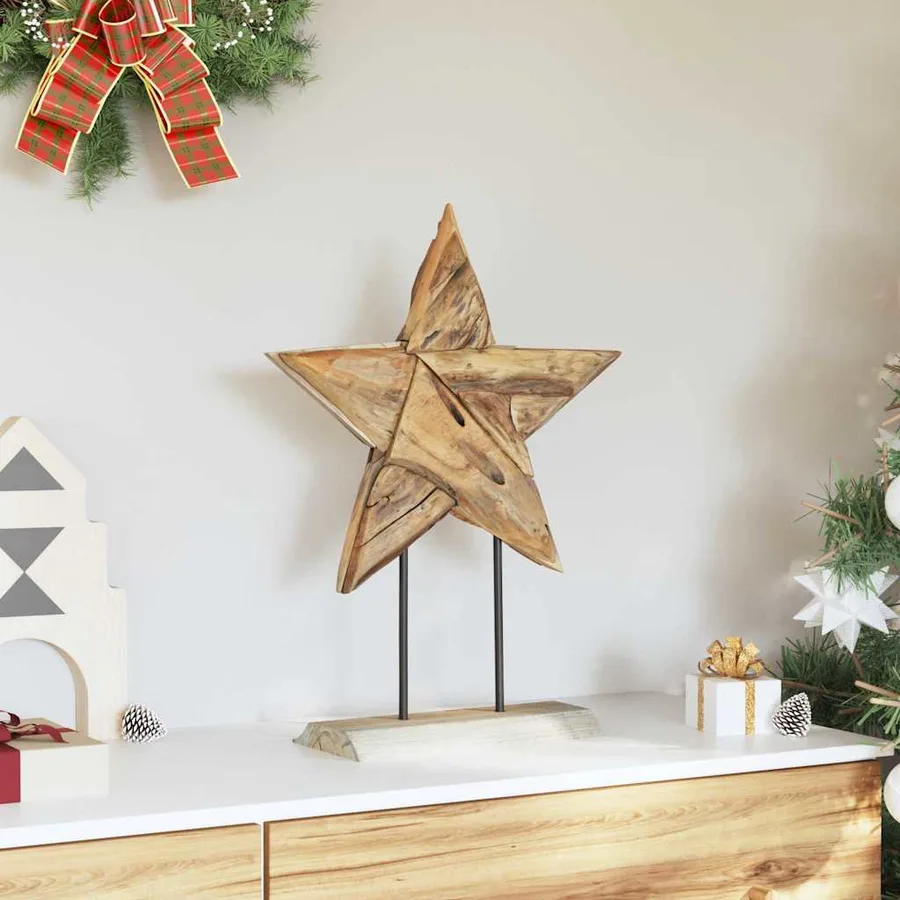 Étoile de Noël Marron 43,5 x 13,5 x 59 cm Bois de teck massif - 3