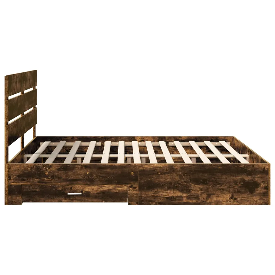 Cadre de lit Chêne fumé 200 x 200 cm Bois d'ingénierie - 9