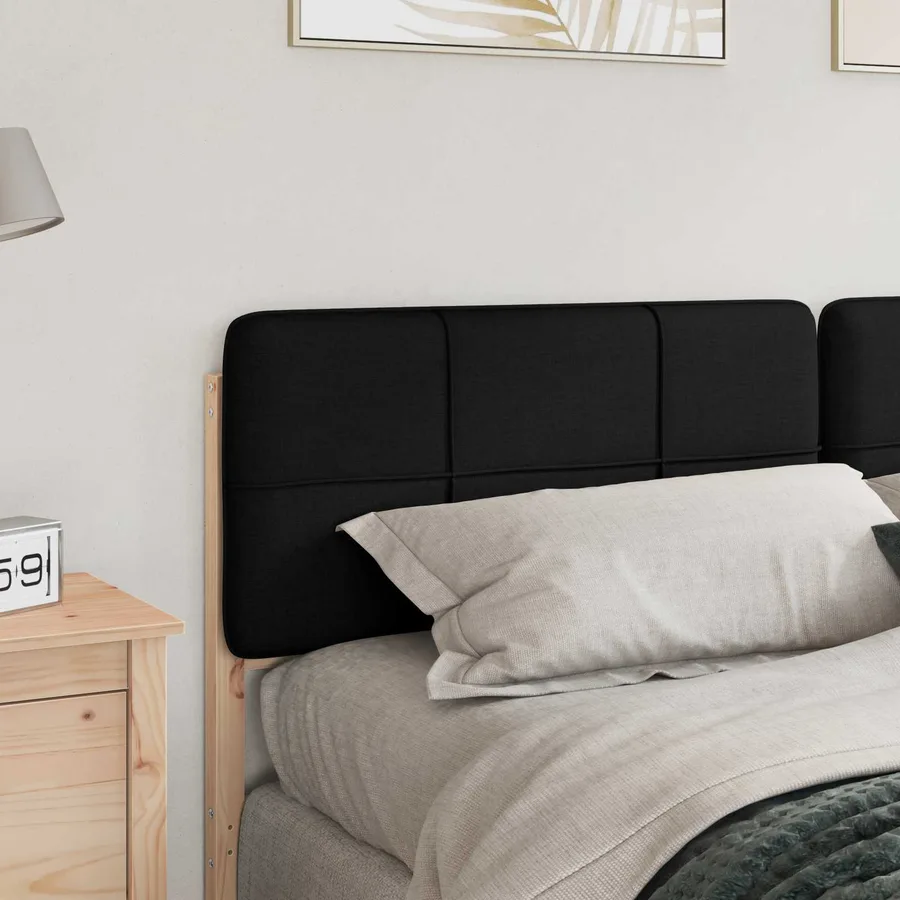 Tête de lit capitonnée Marron et Noir 200 cm Pin massif - 3