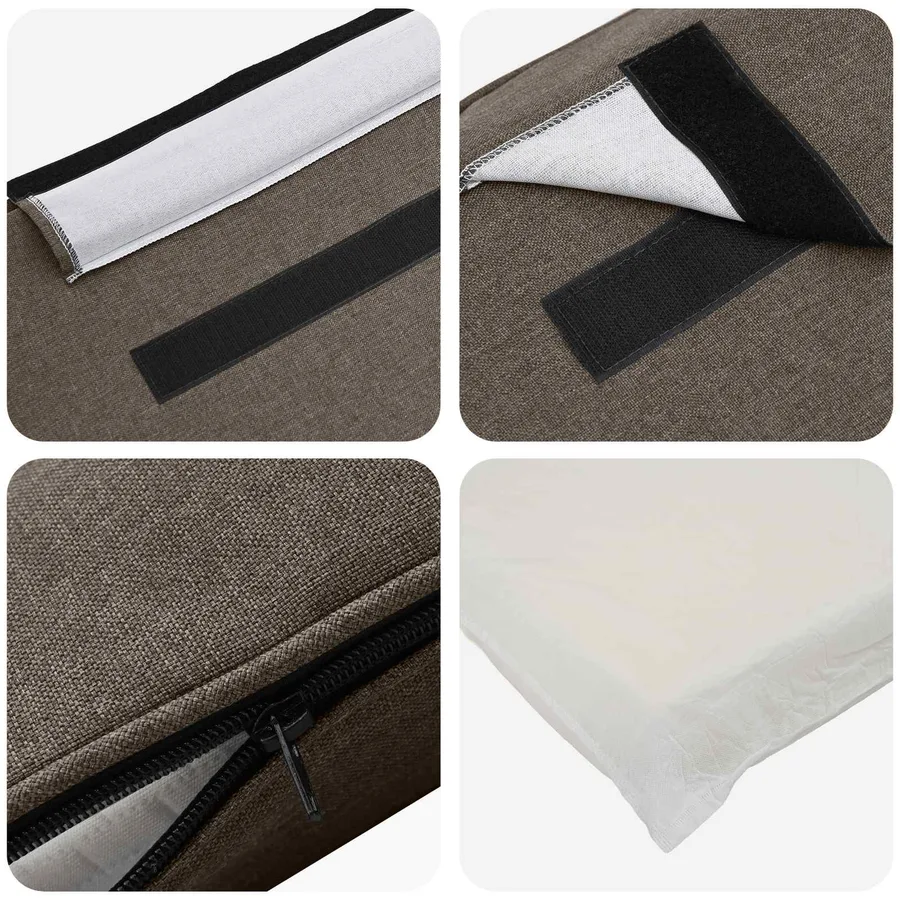 Tête de lit capitonnée Marron et Taupe 120 cm Pin massif - 7
