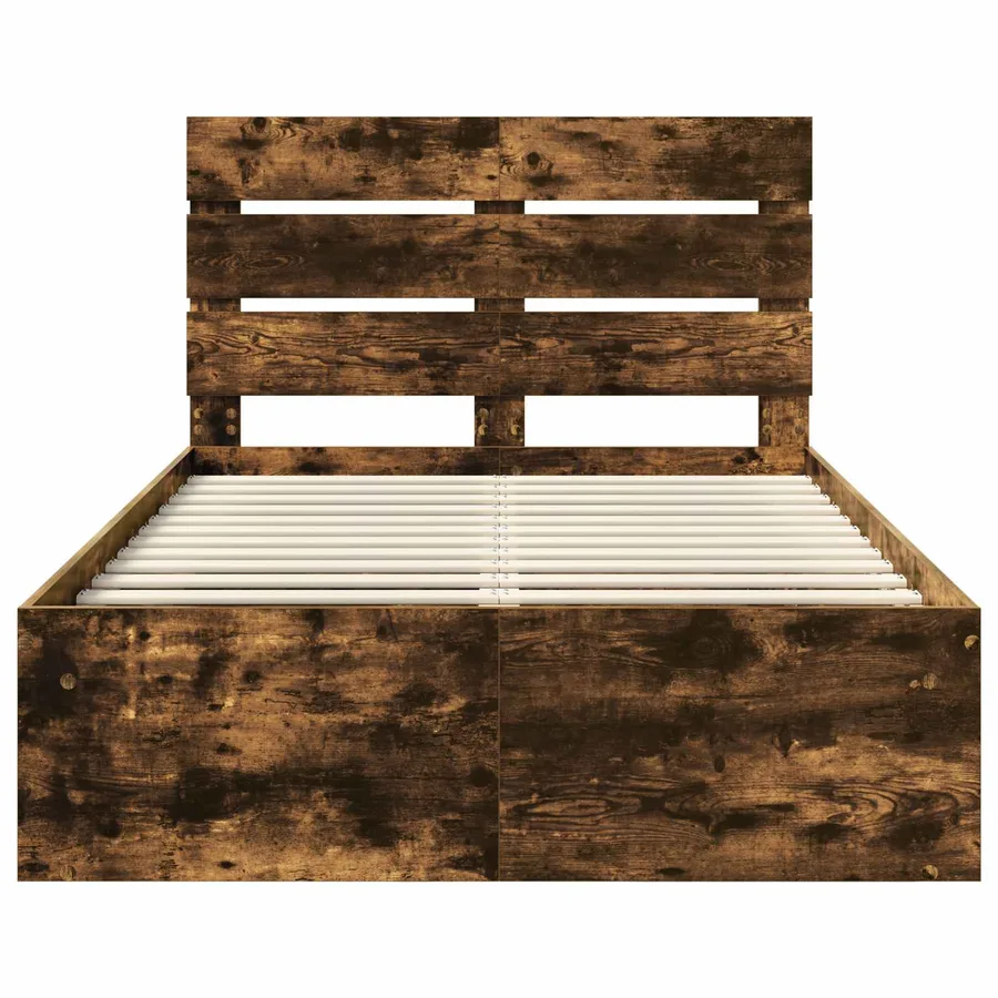 Cadre de lit Chêne fumé 135 x 190 cm Bois de pin massif - 7