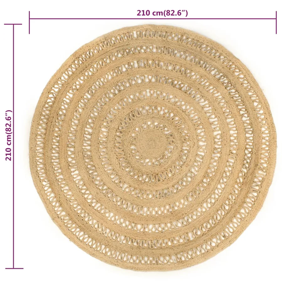 Tapis fait à la main Jute tressée 210 cm - 6