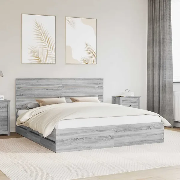 Cadre de lit Gris Sonoma 200 x 200 cm Bois Ingénierie