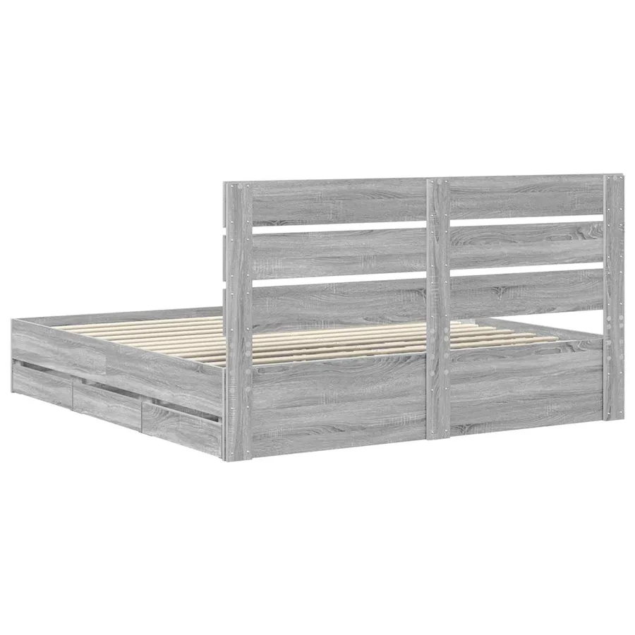 Cadre de lit Gris Sonoma 200 x 200 cm Bois Ingénierie - 8