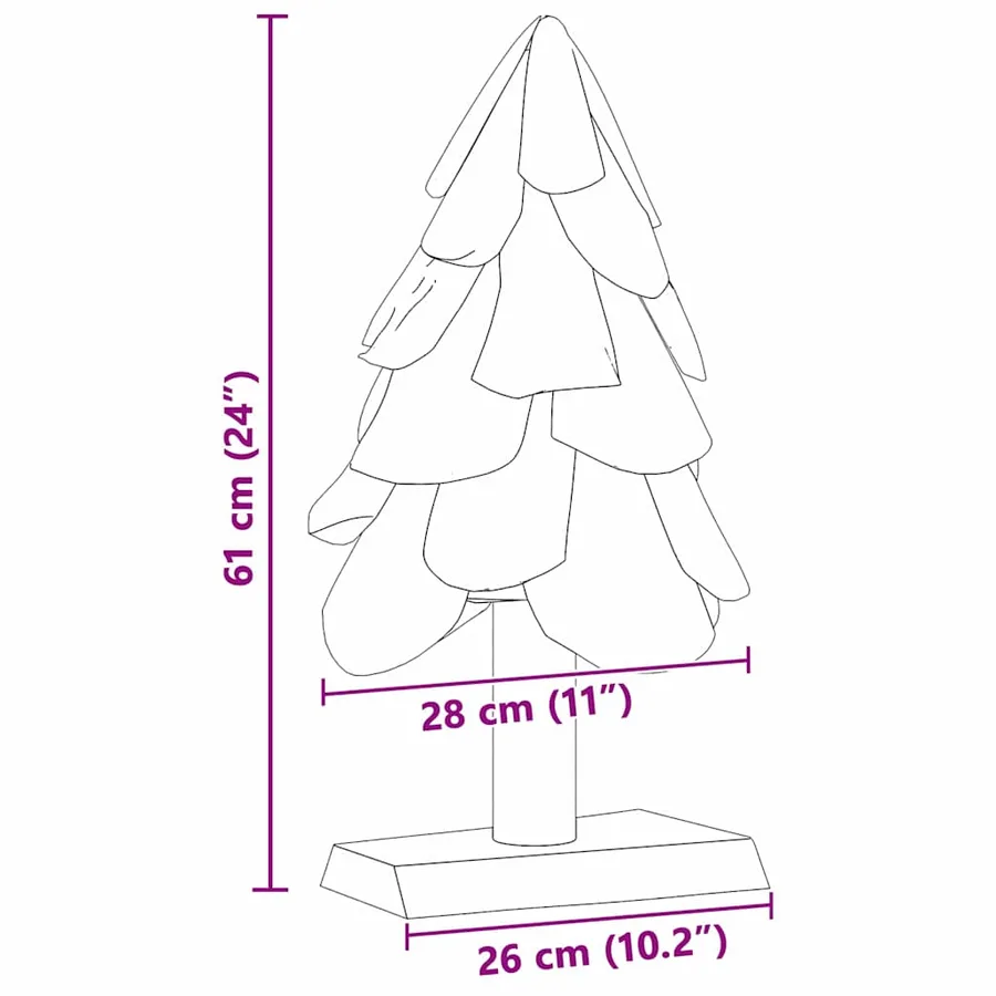 Sapin de Noël avec support Marron 61 cm Bois de teck solide - 10