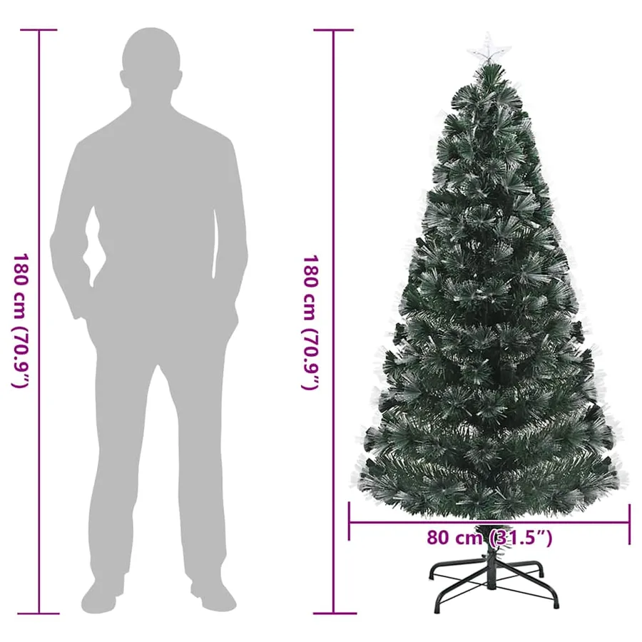 Sapin de Noël artificiel avec 210 LED Vert 180 cm PVC - 13