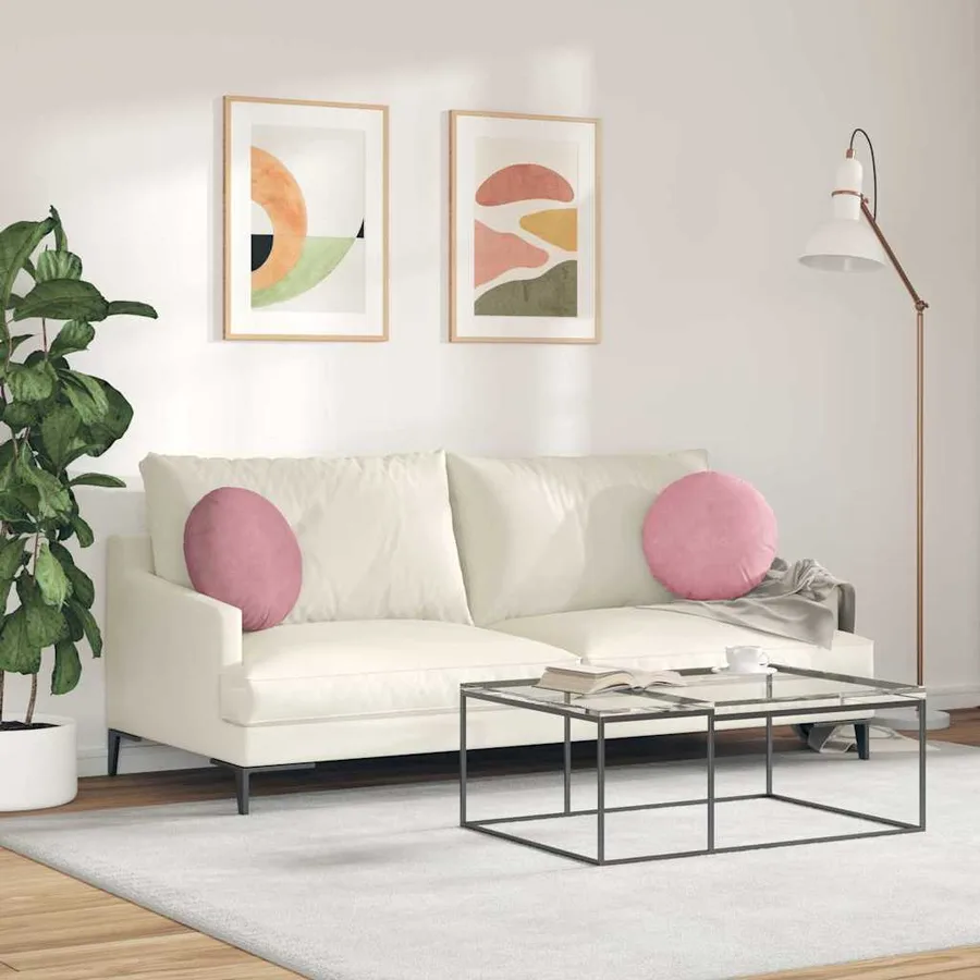 Coussins de siège 2 pcs Rose Ø 40 x 13 cm Velours - 4