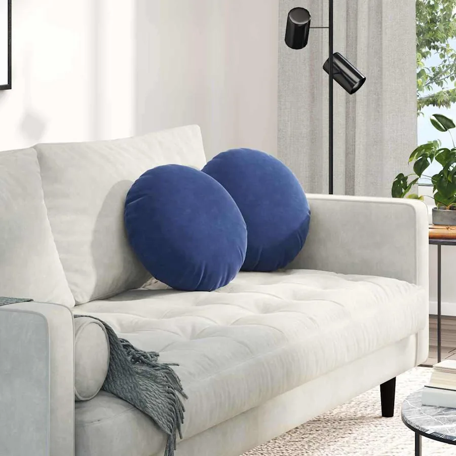 Coussins de siège 2 pcs Bleu police Ø 40 x 13 cm Velours