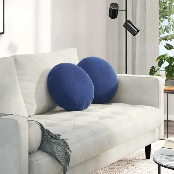 Coussins de siège 2 pcs Bleu police Ø 40 x 13 cm Velours