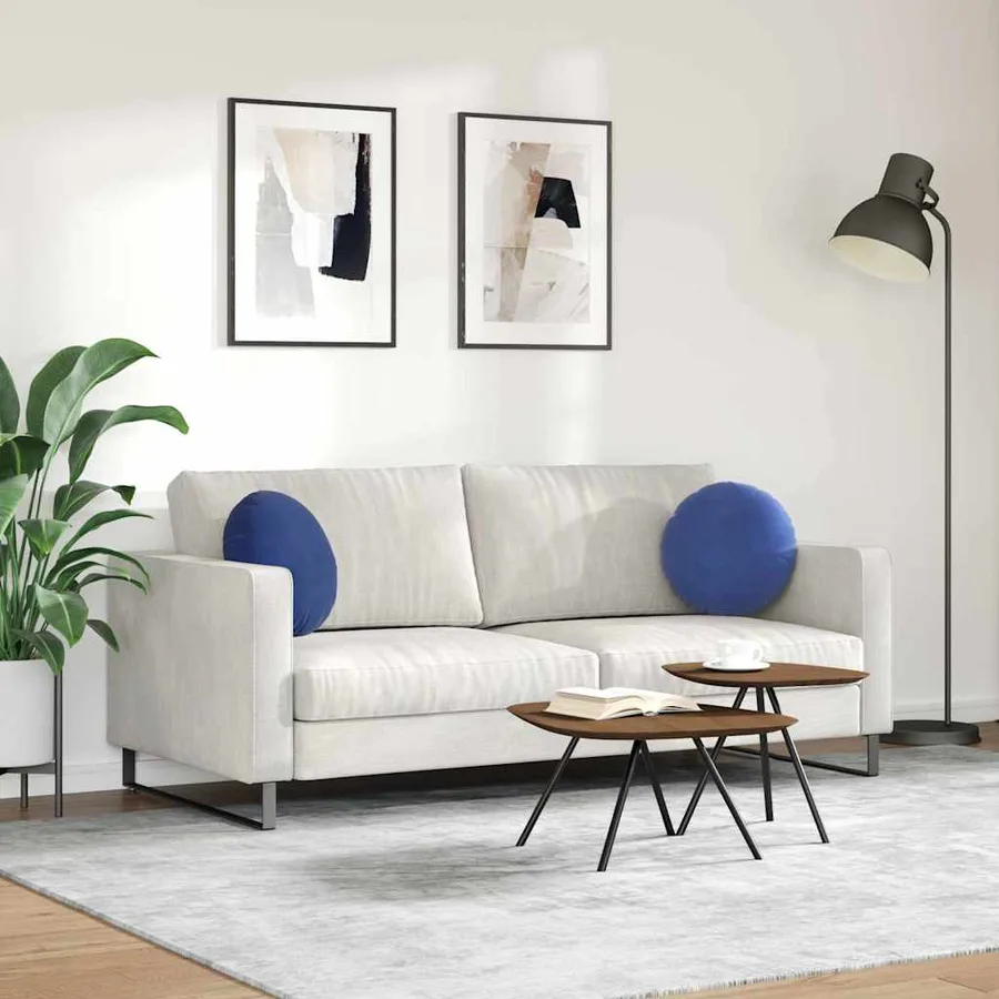 Coussins de siège 2 pcs Bleu police Ø 40 x 13 cm Velours - 4