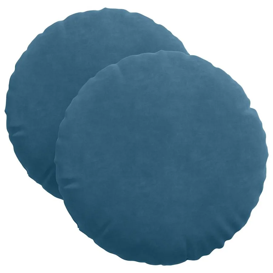 Coussins de siège 2 pcs Bleu Ø 40 x 13 cm Velours - 2