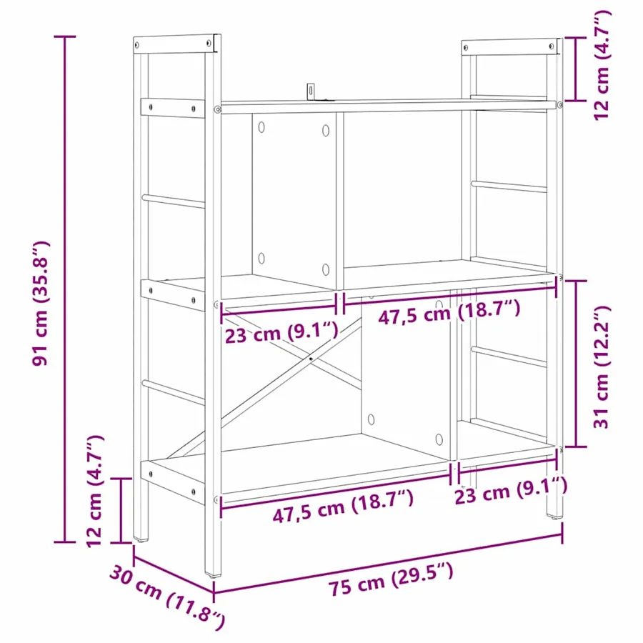 Étagère Chêne Sonoma 75 x 30 x 91 cm Bois d'ingénierie - 12