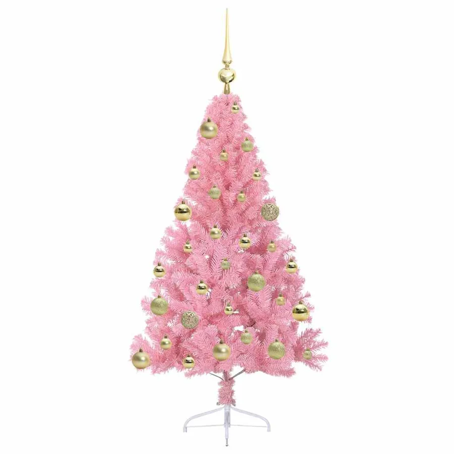 Sapin de Noël artificiel pré-éclairé Rose 120 cm PVC - 4