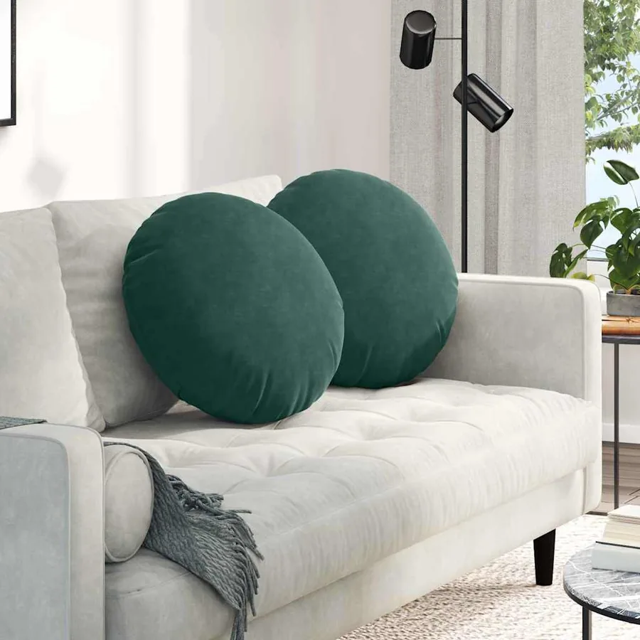 Coussins de siège 2 pcs Vert foncé Ø50 x 19 cm Velours