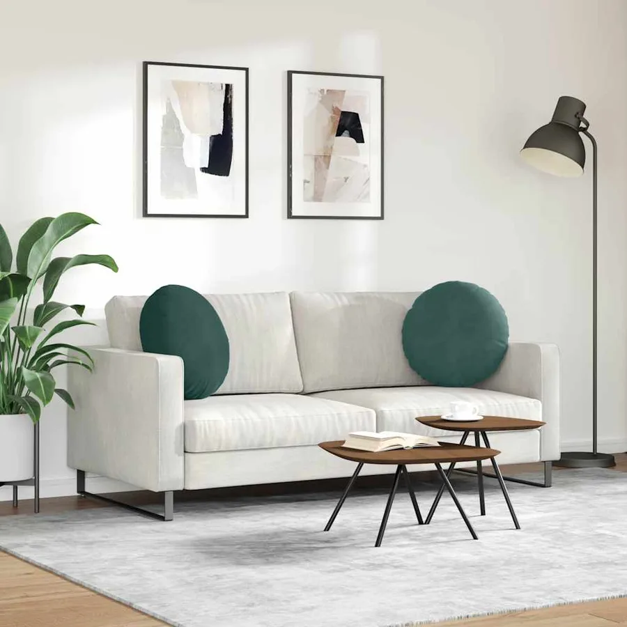 Coussins de siège 2 pcs Vert foncé Ø50 x 19 cm Velours - 4