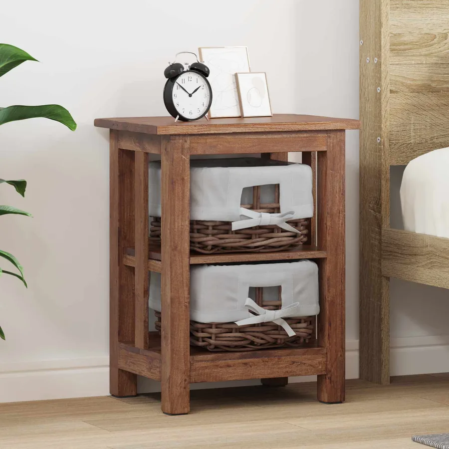 Table d'appoint Marron 38 x 28 x 50 cm Bois massif d'acajou