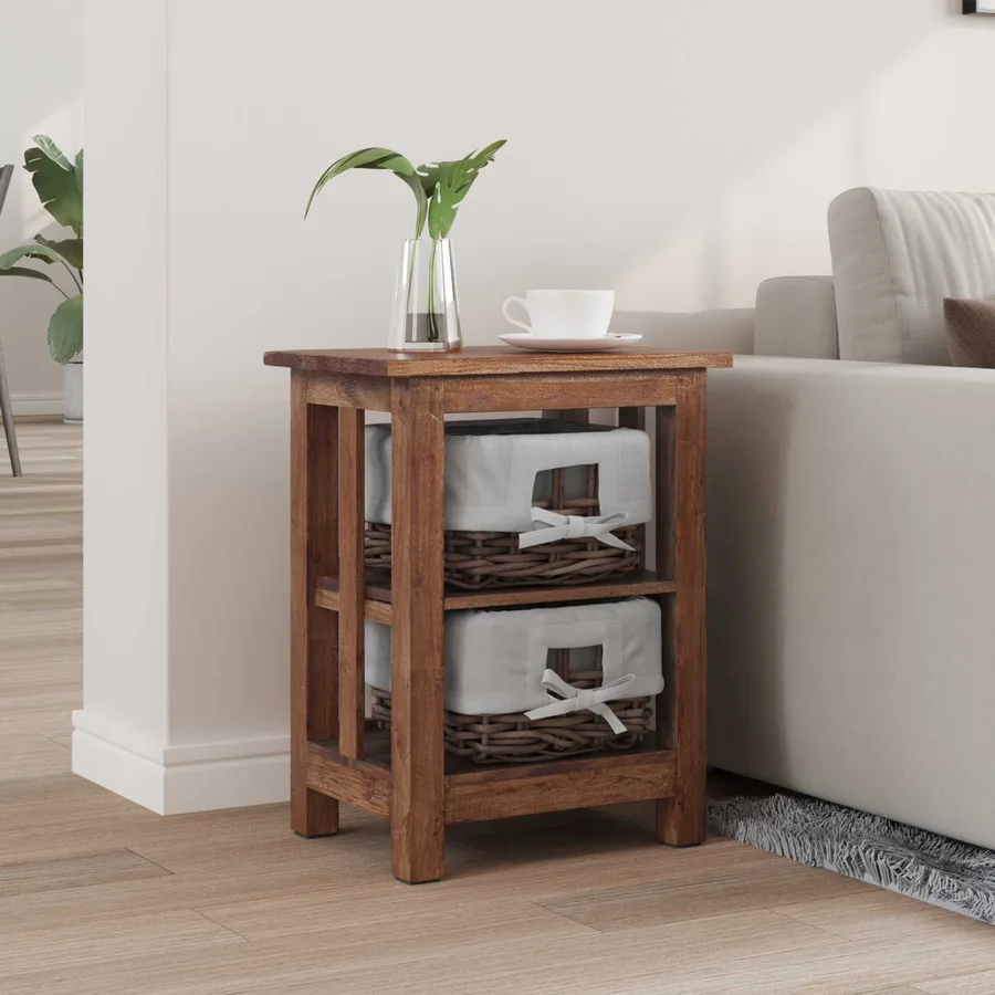 Table d'appoint Marron 38 x 28 x 50 cm Bois massif d'acajou - 3