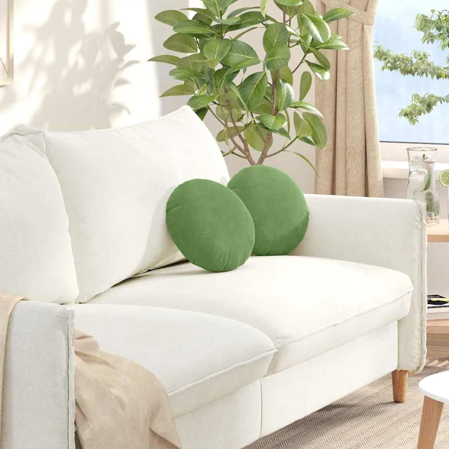 Coussins de siège 2 pcs Vert clair Ø30 x 13 cm Velours