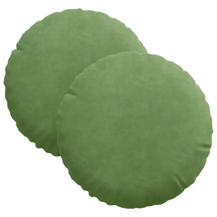 Coussins de siège 2 pcs Vert clair Ø30 x 13 cm Velours - 2