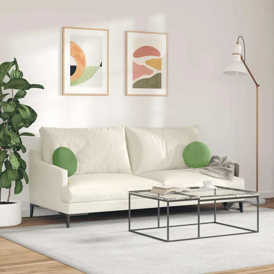 Coussins de siège 2 pcs Vert clair Ø30 x 13 cm Velours - 4