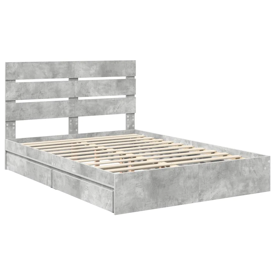 Lit de Rangement Gris béton 150 x 200 cm Bois d'ingénierie - 4