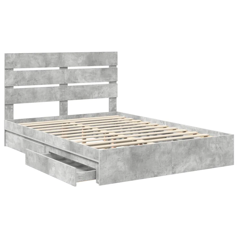 Lit de Rangement Gris béton 150 x 200 cm Bois d'ingénierie - 5