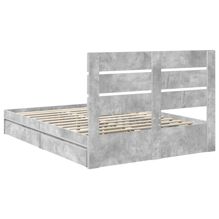 Lit de Rangement Gris béton 150 x 200 cm Bois d'ingénierie - 8