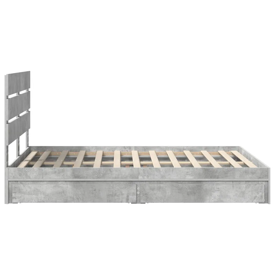Lit de Rangement Gris béton 150 x 200 cm Bois d'ingénierie - 9