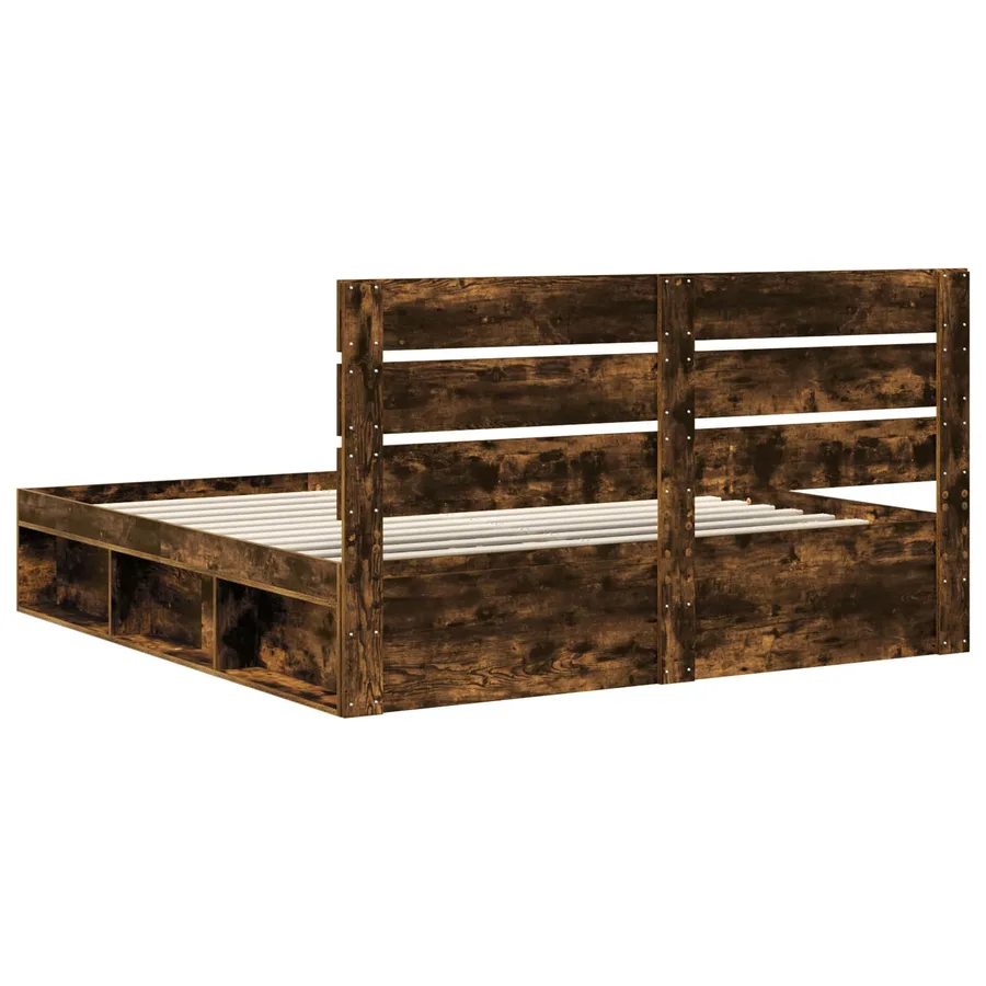 Cadre de lit Chêne fumé 180 x 200 cm Bois de pin massif - 9