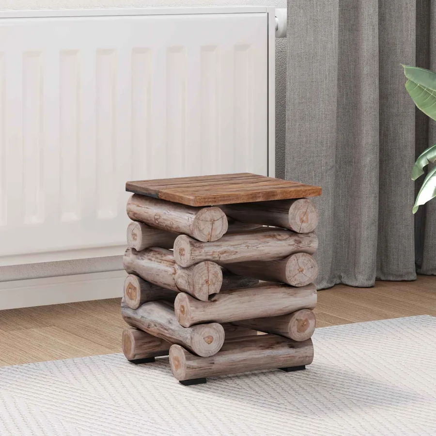 Tabouret Naturel 30 x 30 x 38 cm Bois de teck massif