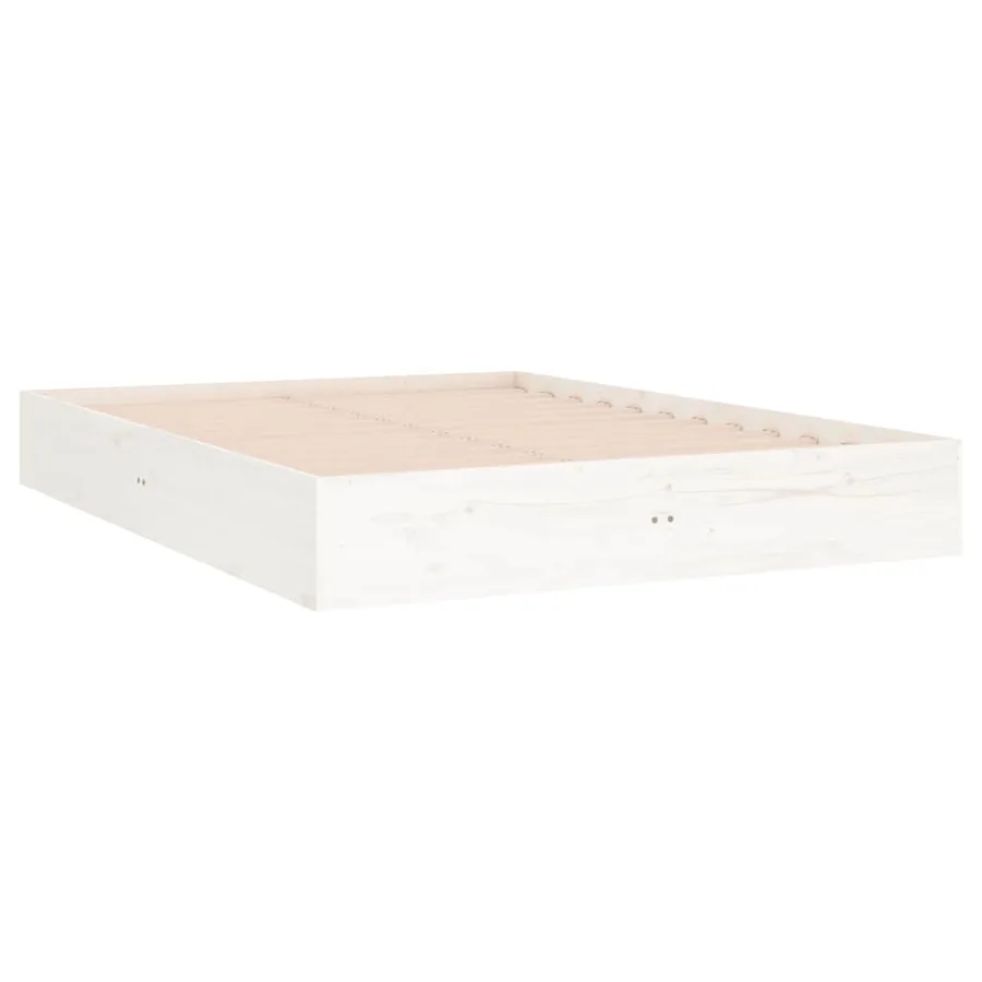 Cadre de lit sans matelas blanc bois massif 140x190 cm - 3