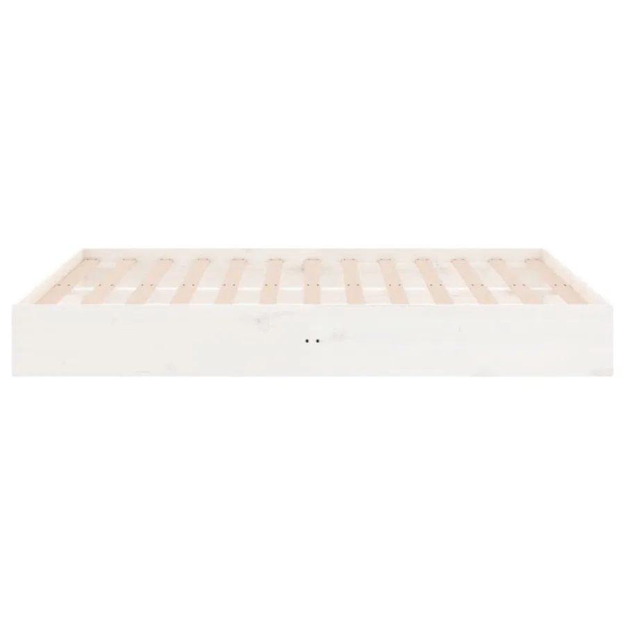 Cadre de lit sans matelas blanc bois massif 140x190 cm - 6