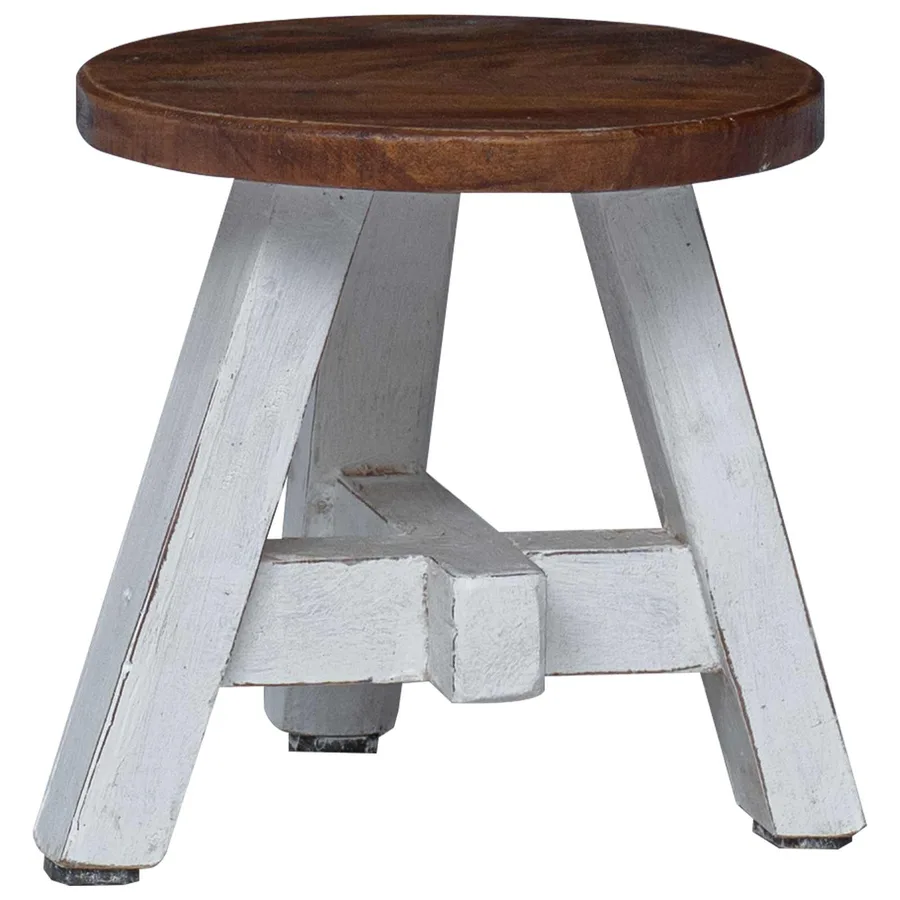 Tabouret Naturel 22 x 22 x 24 cm Bois d'Acajou - 7