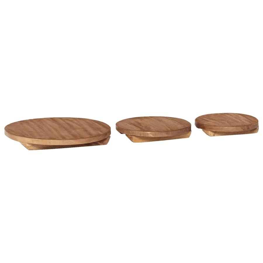 Tabouret à Plantes 3 pc Naturel 29 x 29 x 3,5 cm Bois d'Acajou - 9