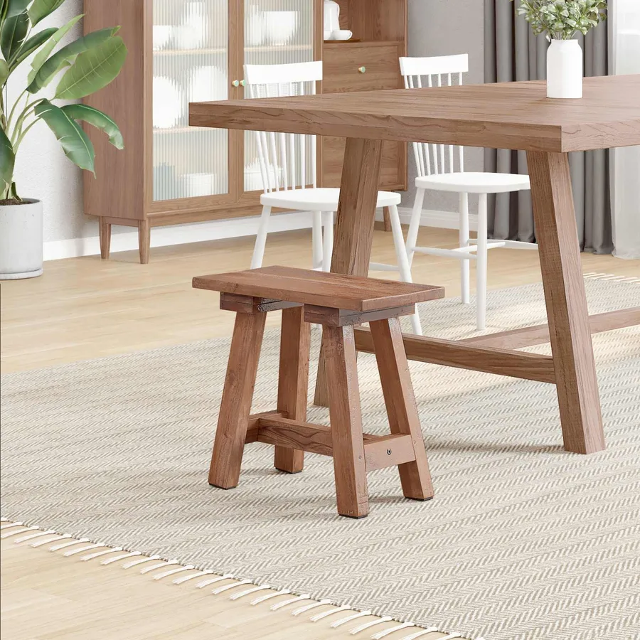 banc Naturel 50,5 x 25 x 47,5 cm Bois massif d'acajou - 3