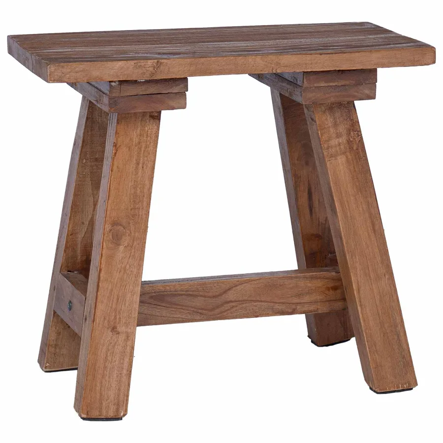 banc Naturel 50,5 x 25 x 47,5 cm Bois massif d'acajou - 6