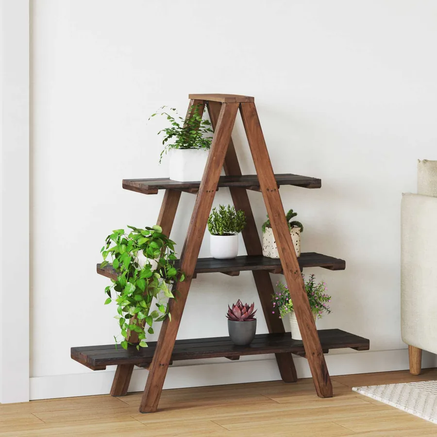 Étagère pliante Marron 79.5 x 35 x 112 cm Bois Recyclé Solide