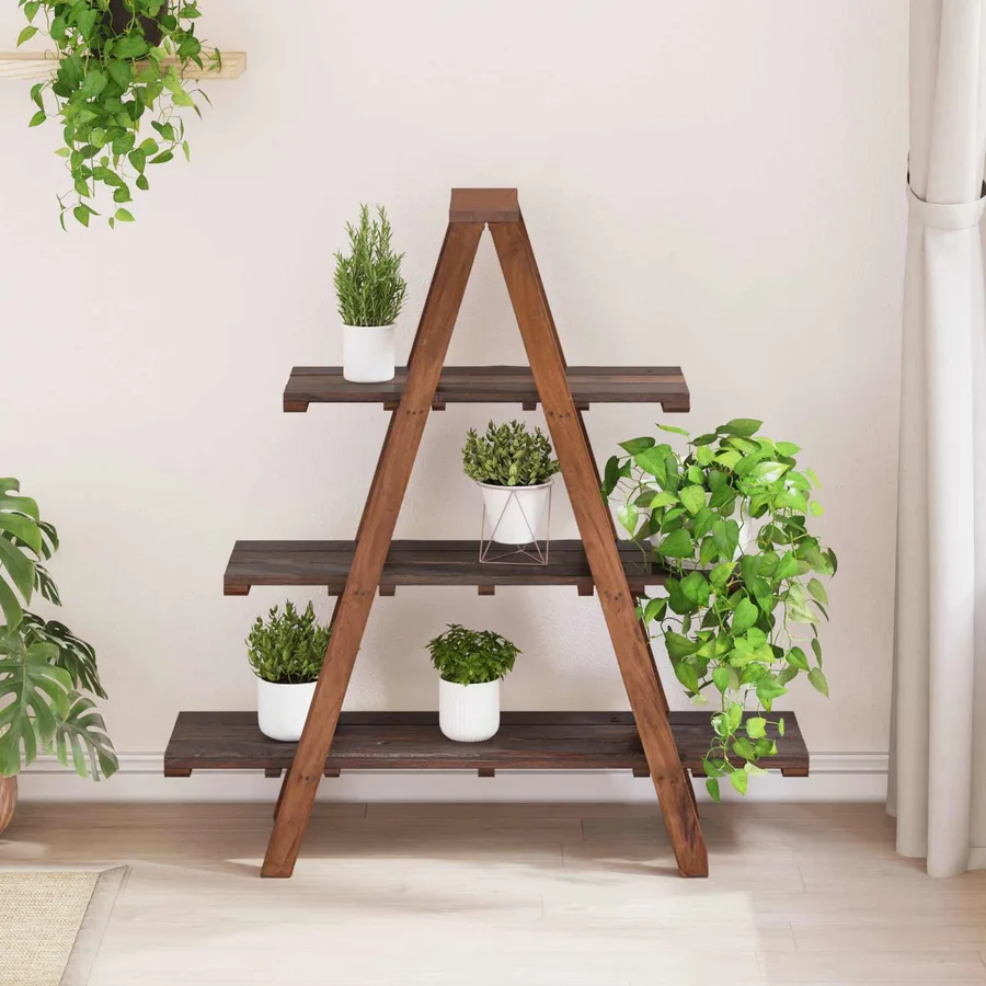 Étagère pliante Marron 79.5 x 35 x 112 cm Bois Recyclé Solide - 4