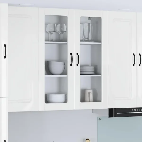 Cabinet en verre mural LUCCA Blanc brillant 80 x 31 x 100 cm