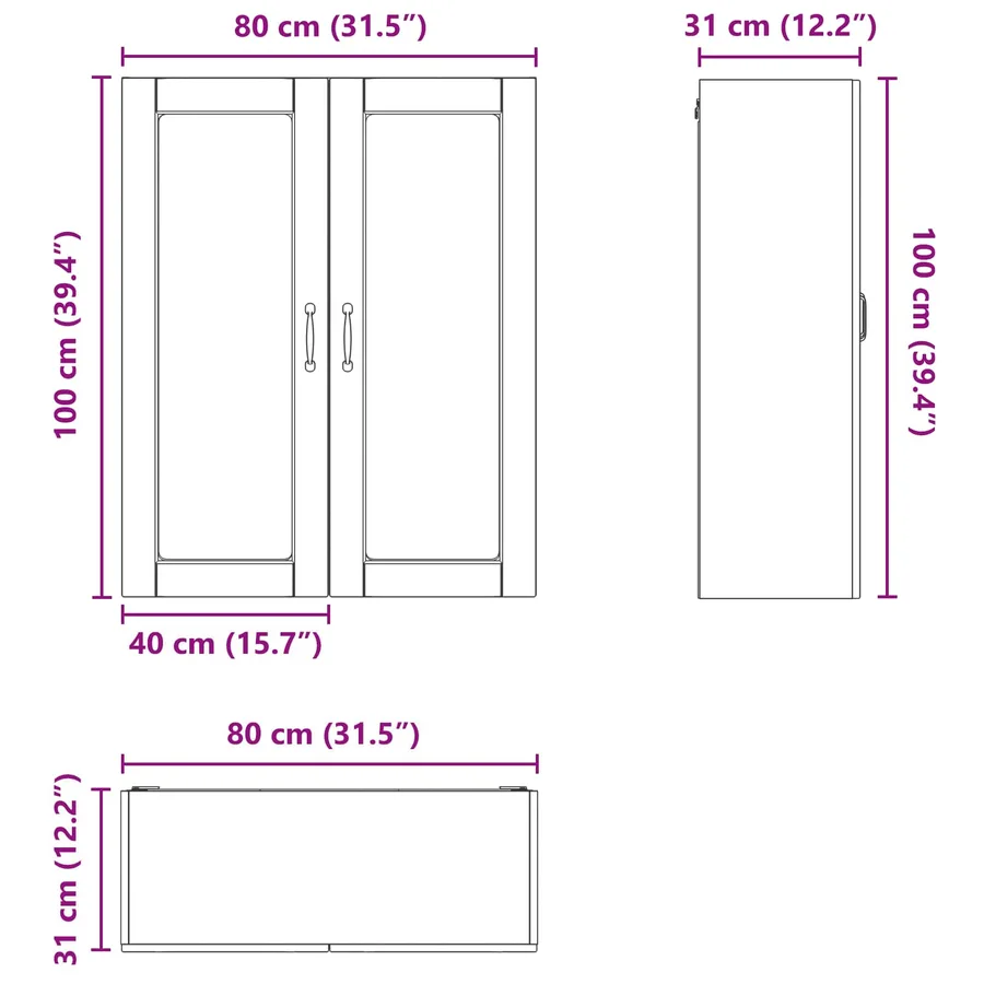 Cabinet en verre mural LUCCA Blanc brillant 80 x 31 x 100 cm - 12