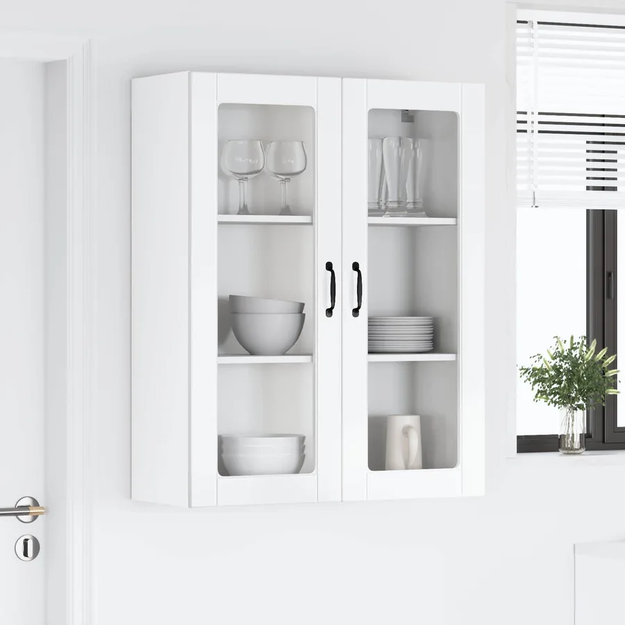 Cabinet en verre mural LUCCA Blanc brillant 80 x 31 x 100 cm - 4