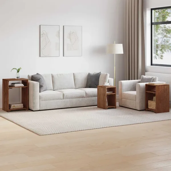 Table d'Accent 3 pcs Marron Bois de Mahogany Massif