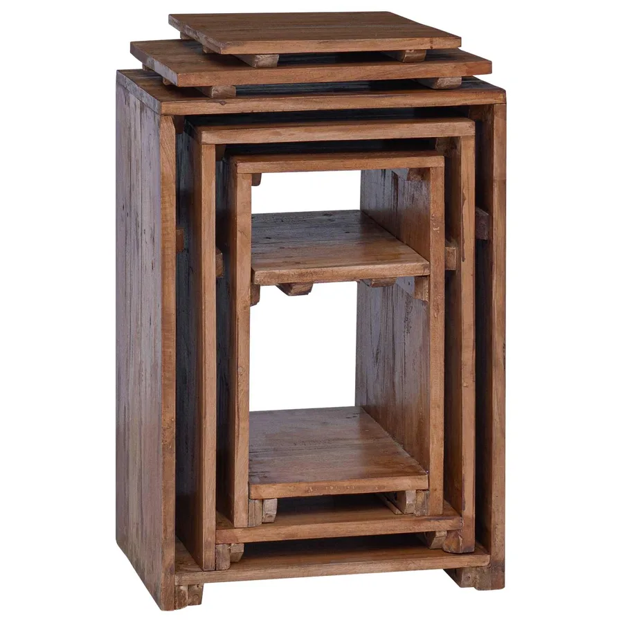 Table d'Accent 3 pcs Marron Bois de Mahogany Massif - 12